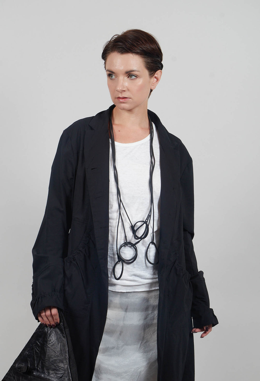 Tulip Hem Coat in Black - 3631211