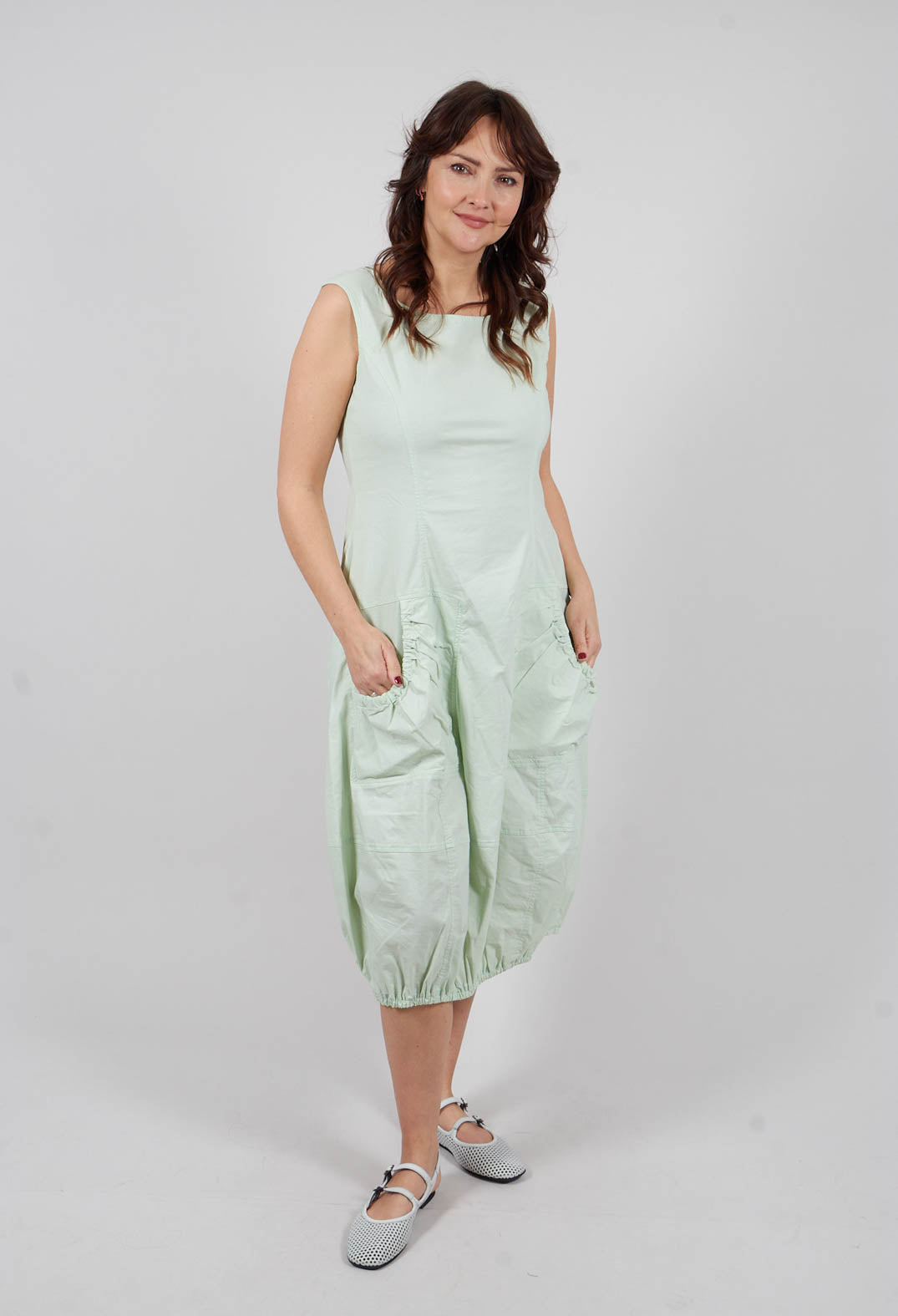 Sleeveless Balloon Dress in Lime - 3630913