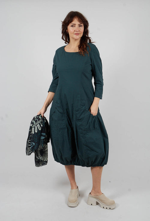 Cropped Sleeve Balloon Dress in Tree - 3630915