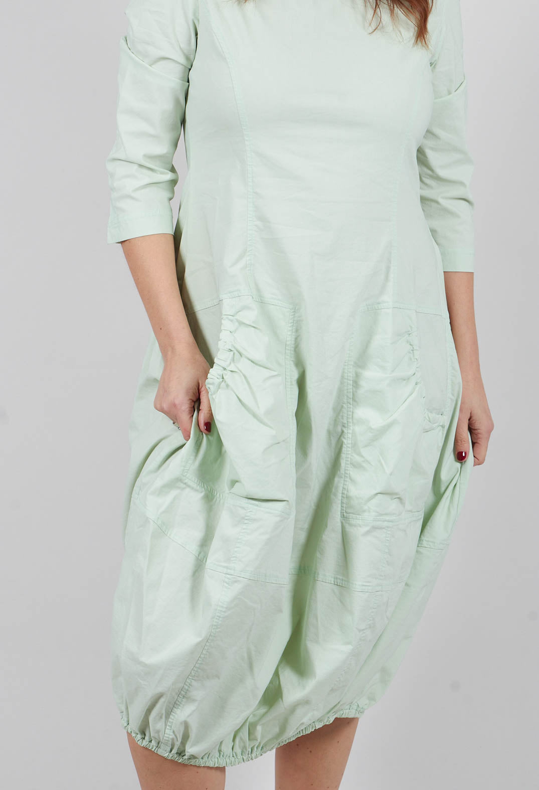 Cropped Sleeve Balloon Dress in Lime - 3630915