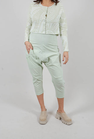 Slim Leg Drop Crotch Trousers in Lime - 3630116