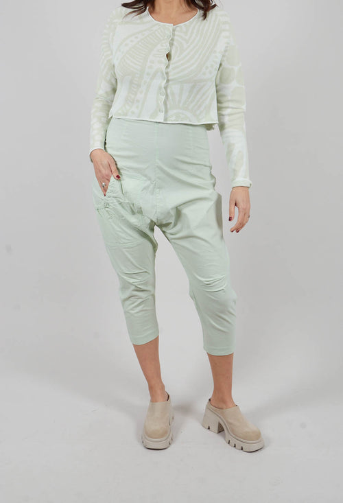 Slim Leg Drop Crotch Trousers in Lime - 3630116