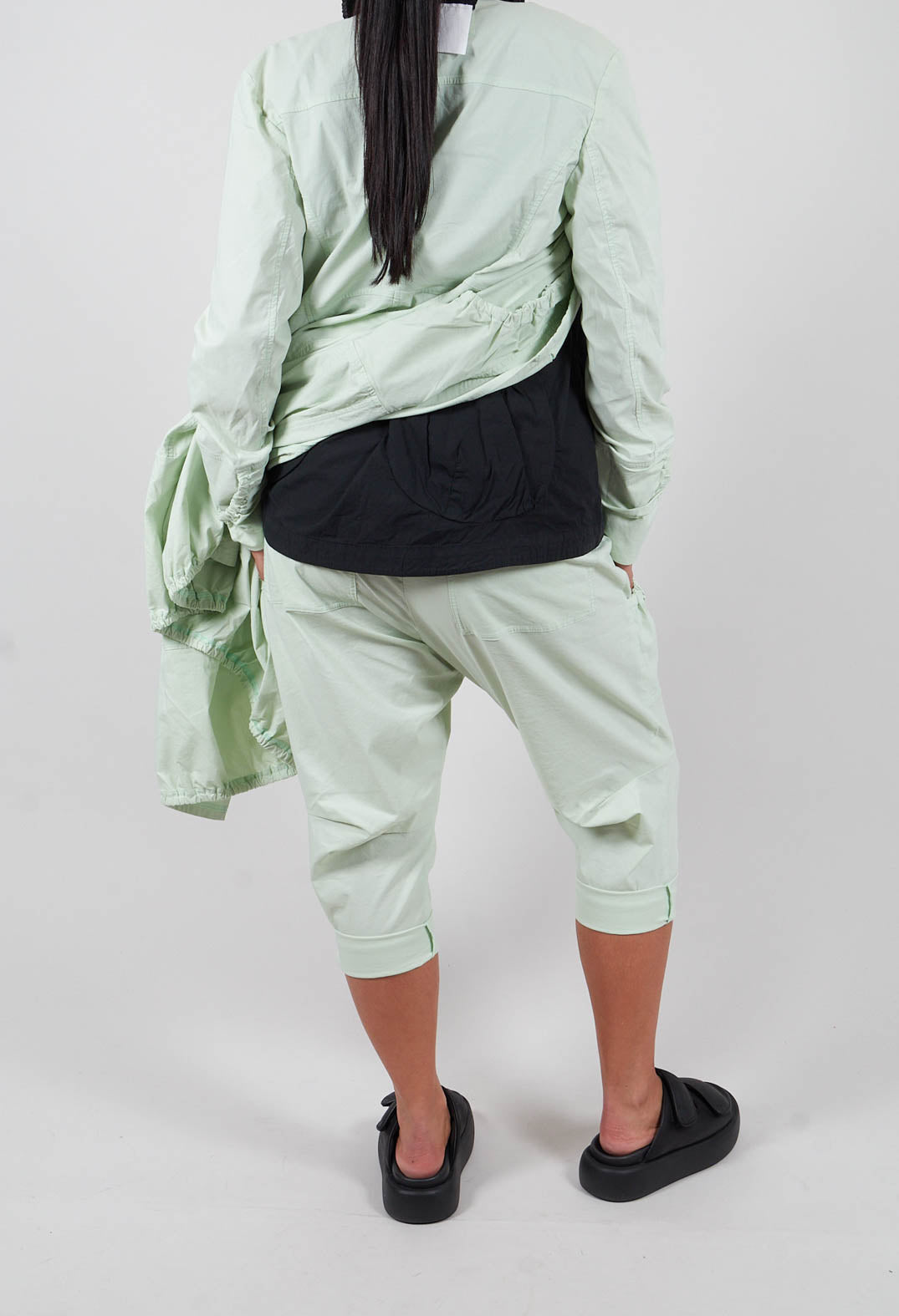 Slim Leg Drop Crotch Trousers in Lime - 3630116