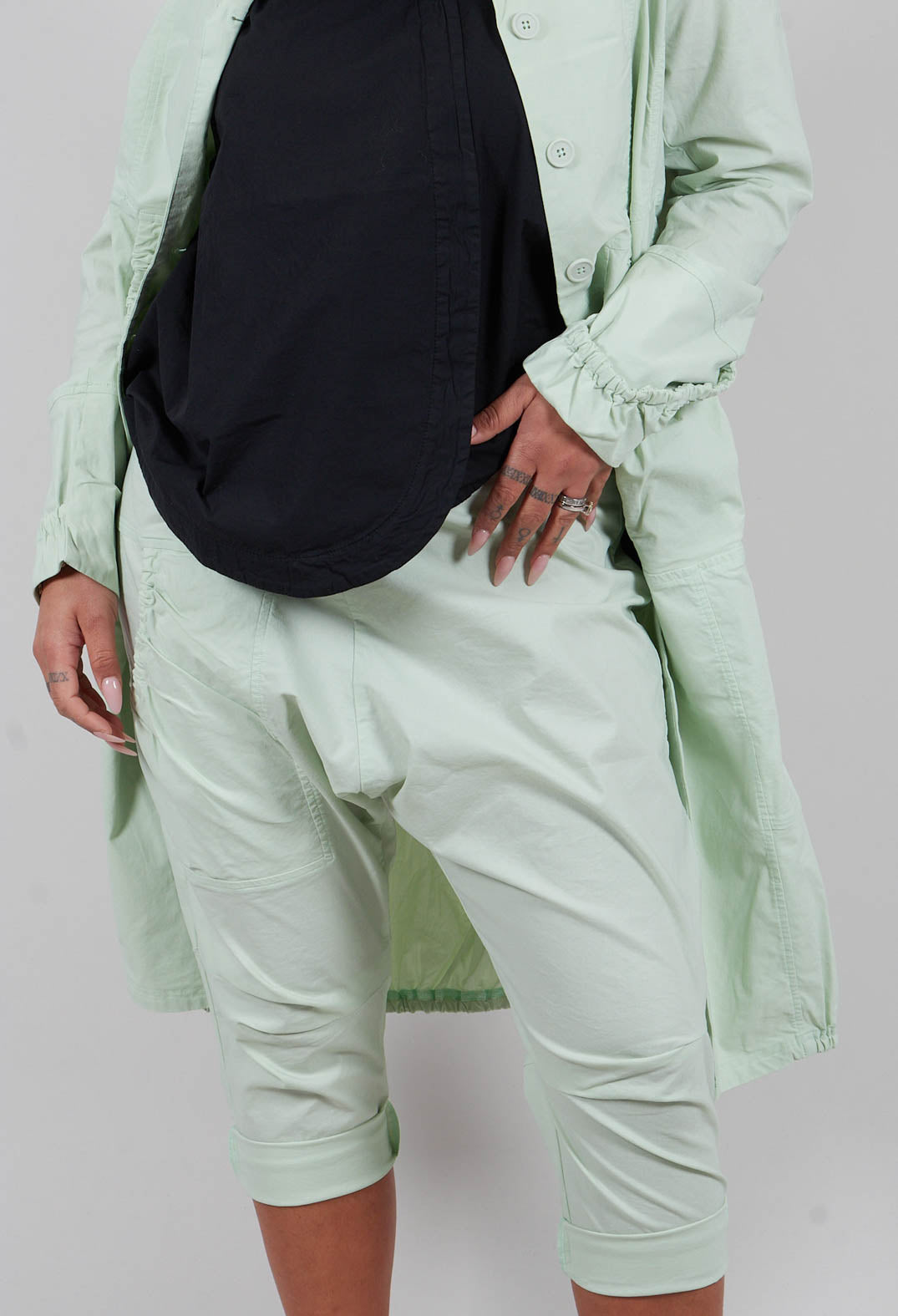 Slim Leg Drop Crotch Trousers in Lime - 3630116