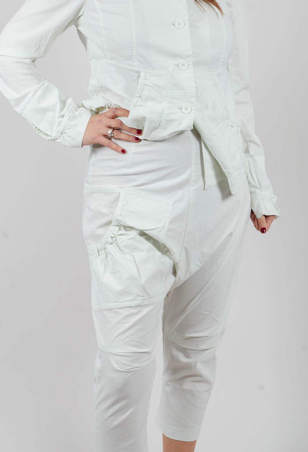 Slim Leg Drop Crotch Trousers in Salina - 3630116