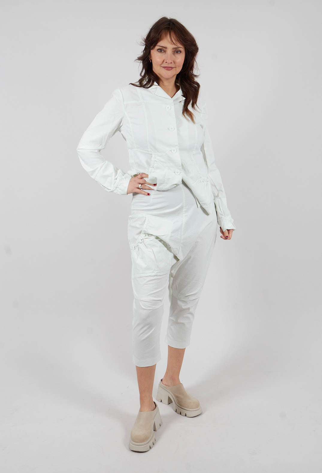Slim Leg Drop Crotch Trousers in Salina - 3630116