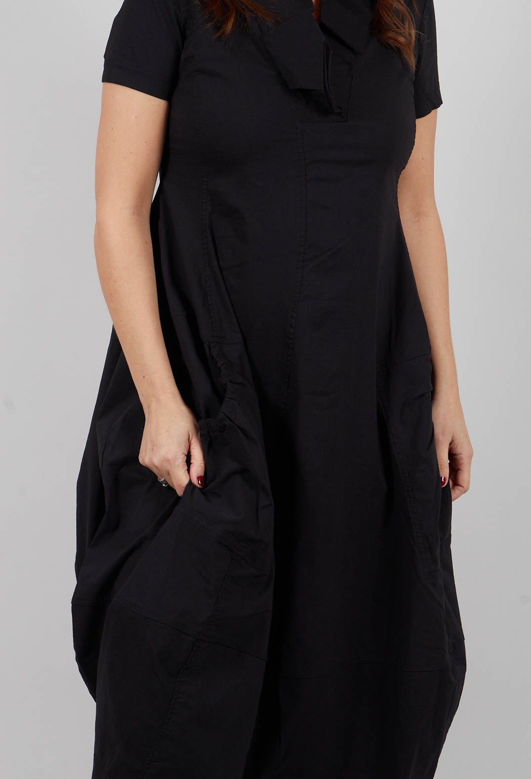 Feature Neckline Dress in Black - 3630917