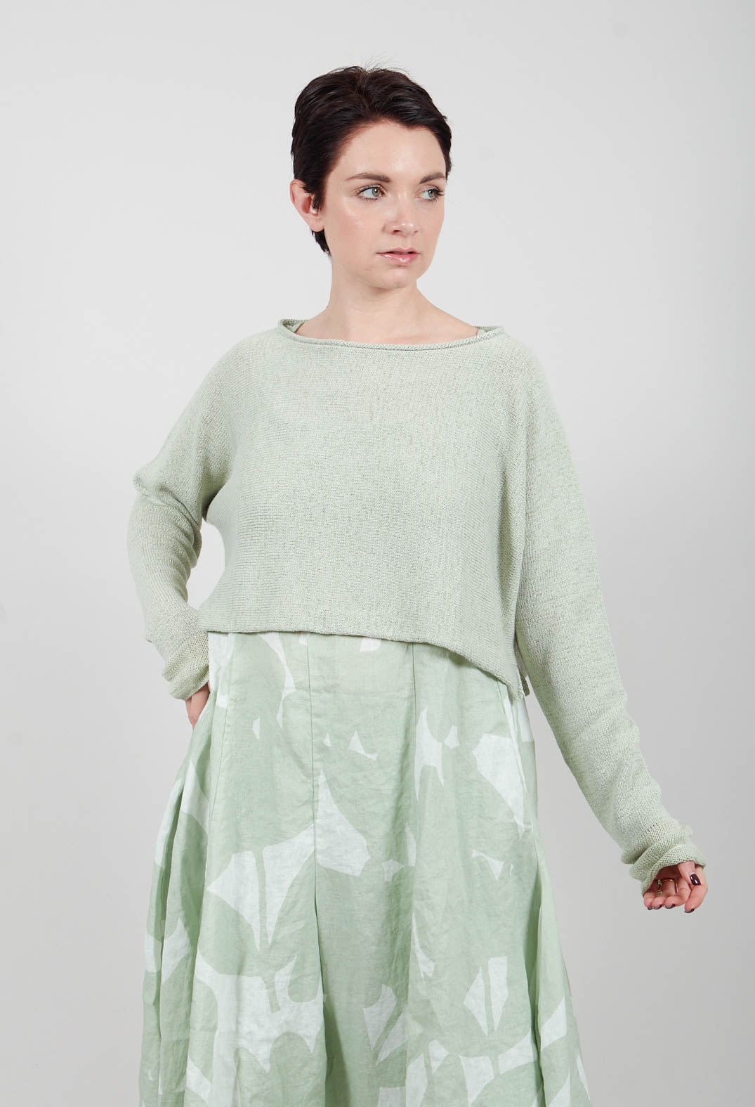 Cropped Pullover in Lime - 3720706