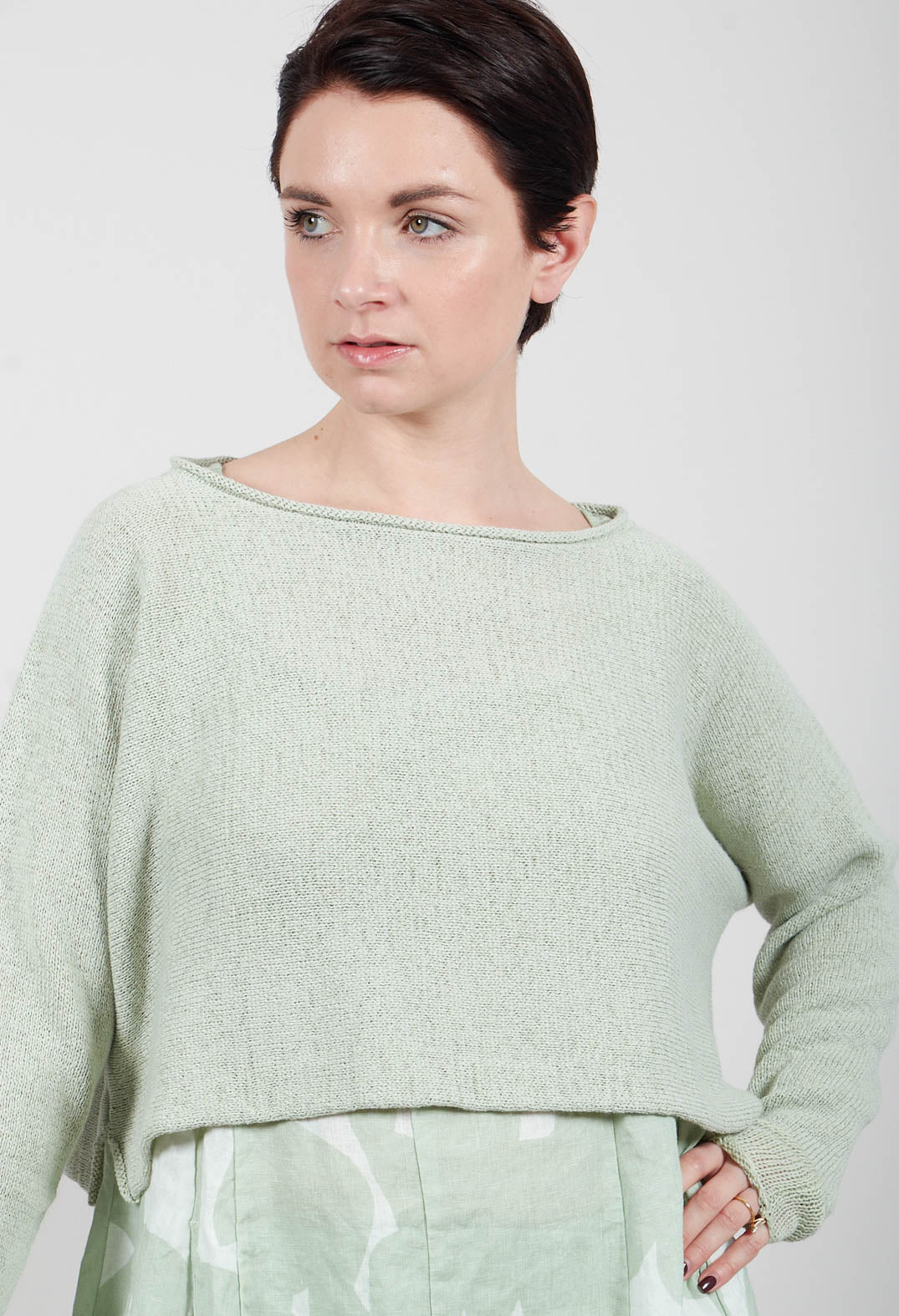 Cropped Pullover in Lime - 3720706