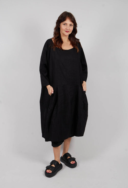 Curved Seam Dress in Black - 3830906