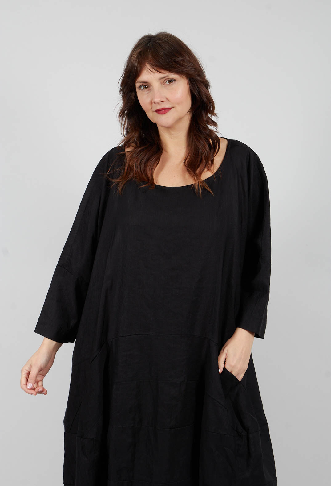 Curved Seam Dress in Black - 3830906
