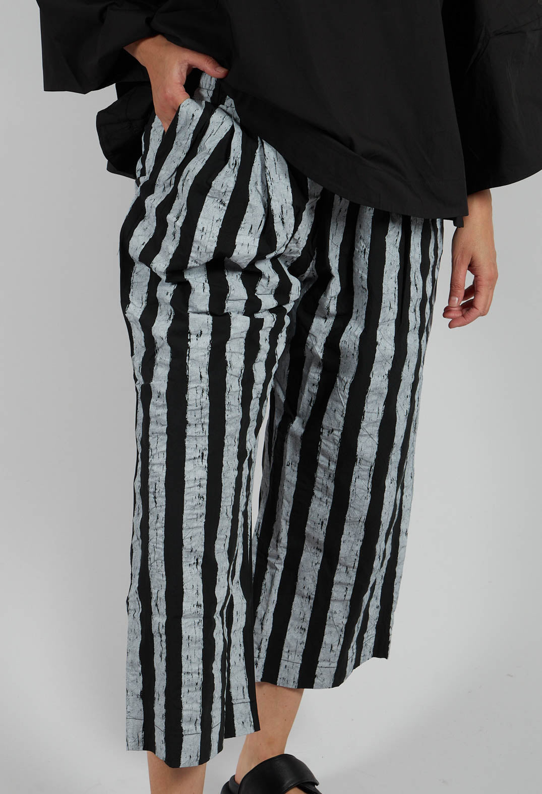 Soda Print Wide Leg Trousers in Small Stripe
