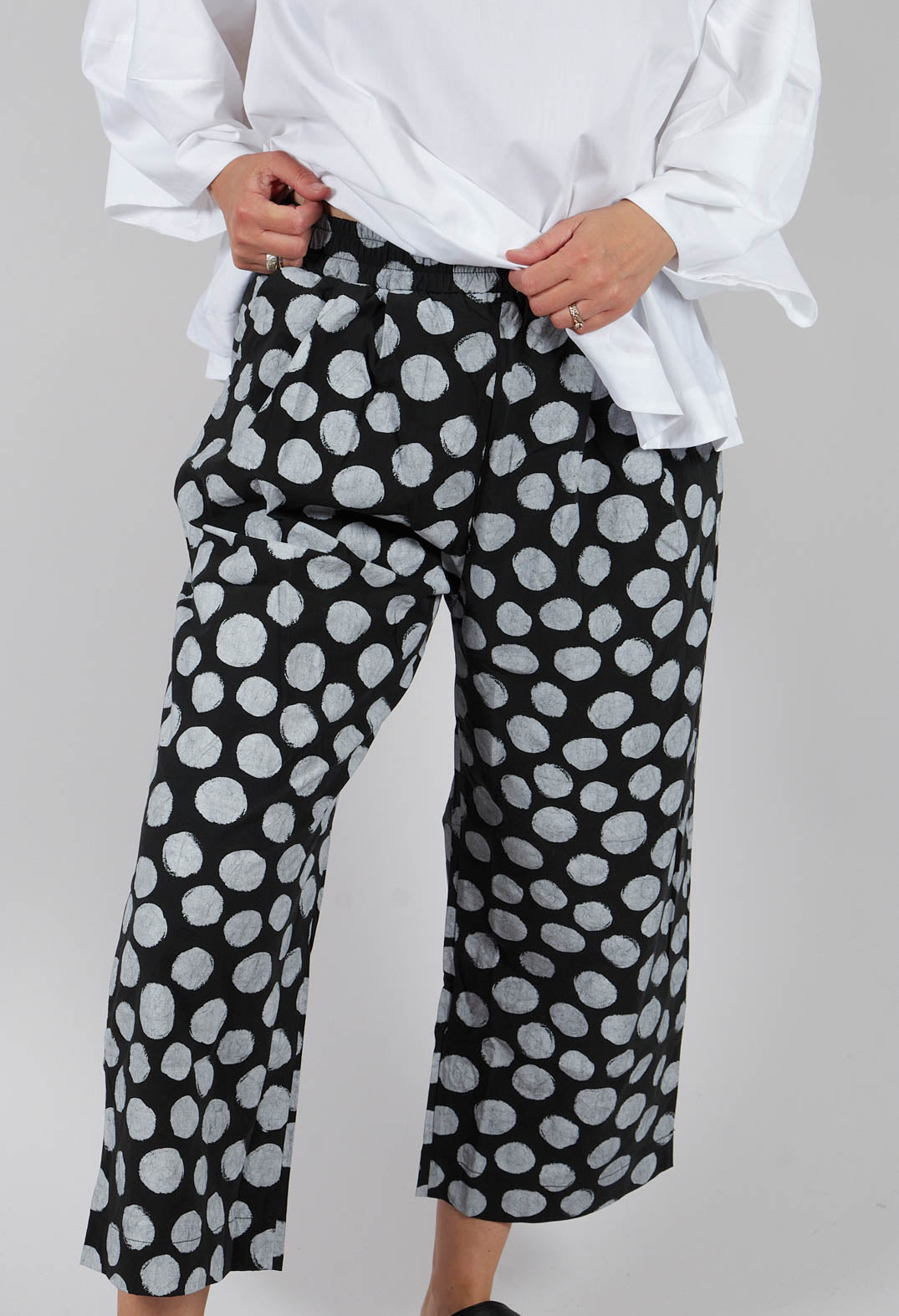 Soda Print Wide Leg Trousers in Polka Dot