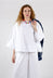Cotton Cropped Flare Blouse in White