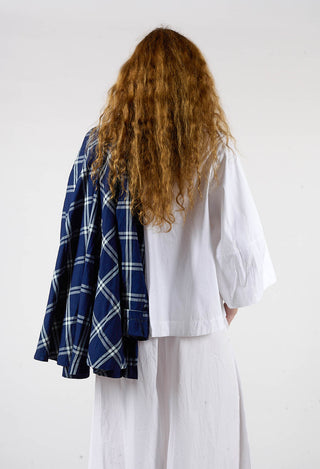 Cotton Cropped Flare Blouse in White