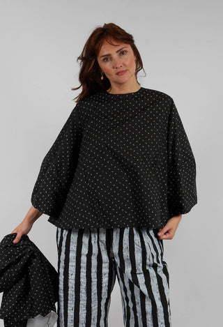 Cotton Cropped Flare Blouse in Leaves Print