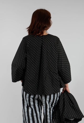 Cotton Cropped Flare Blouse in Leaves Print