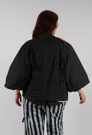 Cotton Drawstring Ruffle Bolero in Leaves Print