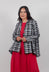 Plaid Shawl Swing Jacket in Black and White Quadro