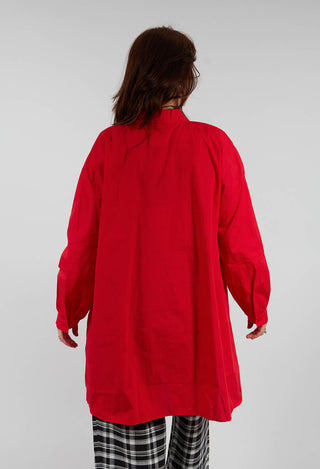 Crinkled Oversized Shirt in Blaze Red