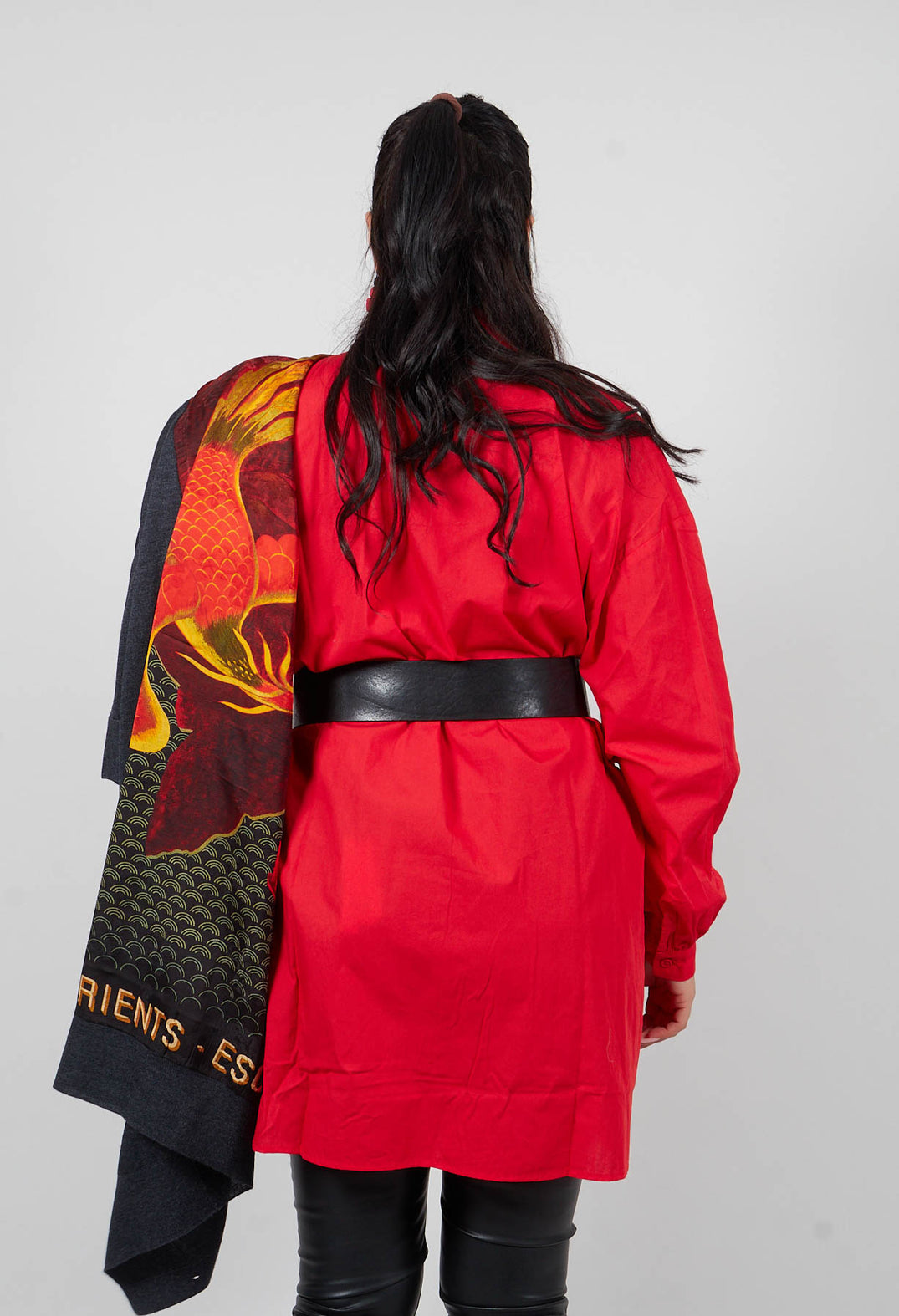 Crinkled Oversized Shirt in Blaze Red