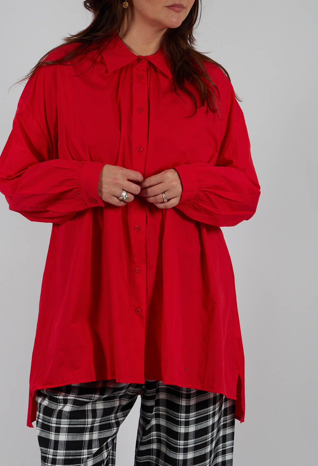 Crinkled Oversized Shirt in Blaze Red