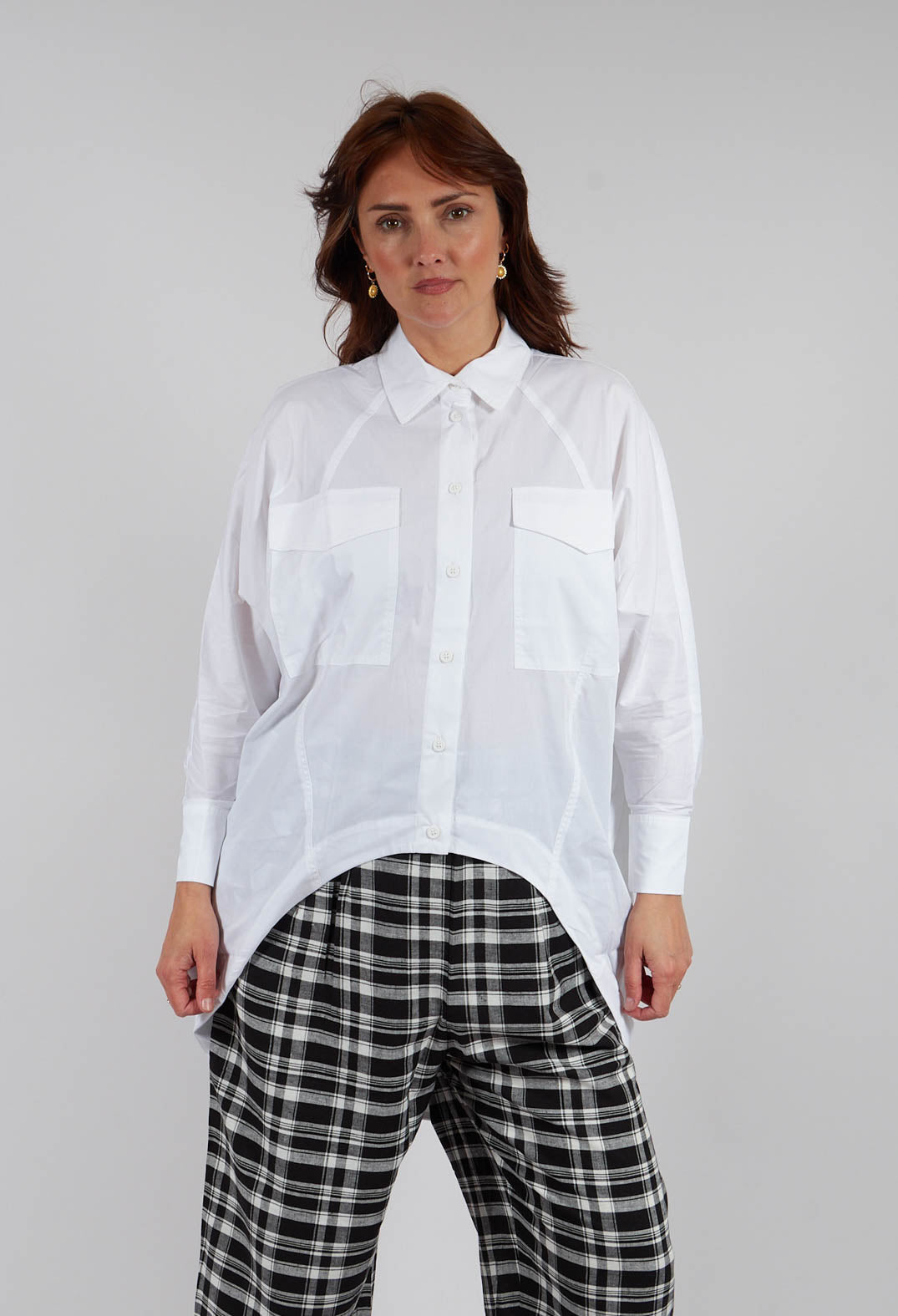 Cotton Hi-Low Shirt in White
