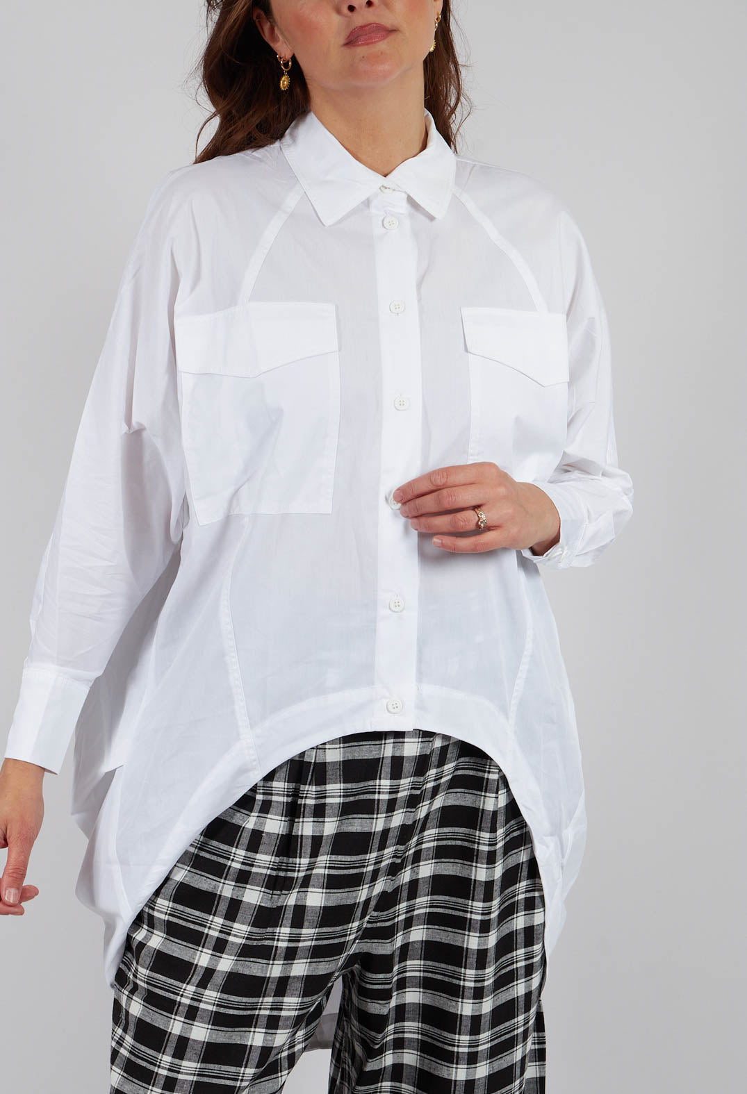 Cotton Hi-Low Shirt in White