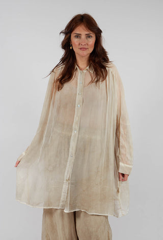 Sheer Collared Longline Shirt in Gold