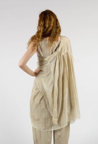 Sheer Collared Longline Shirt in Gold