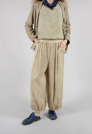 Sheer Finish Harem Trousers in Gold