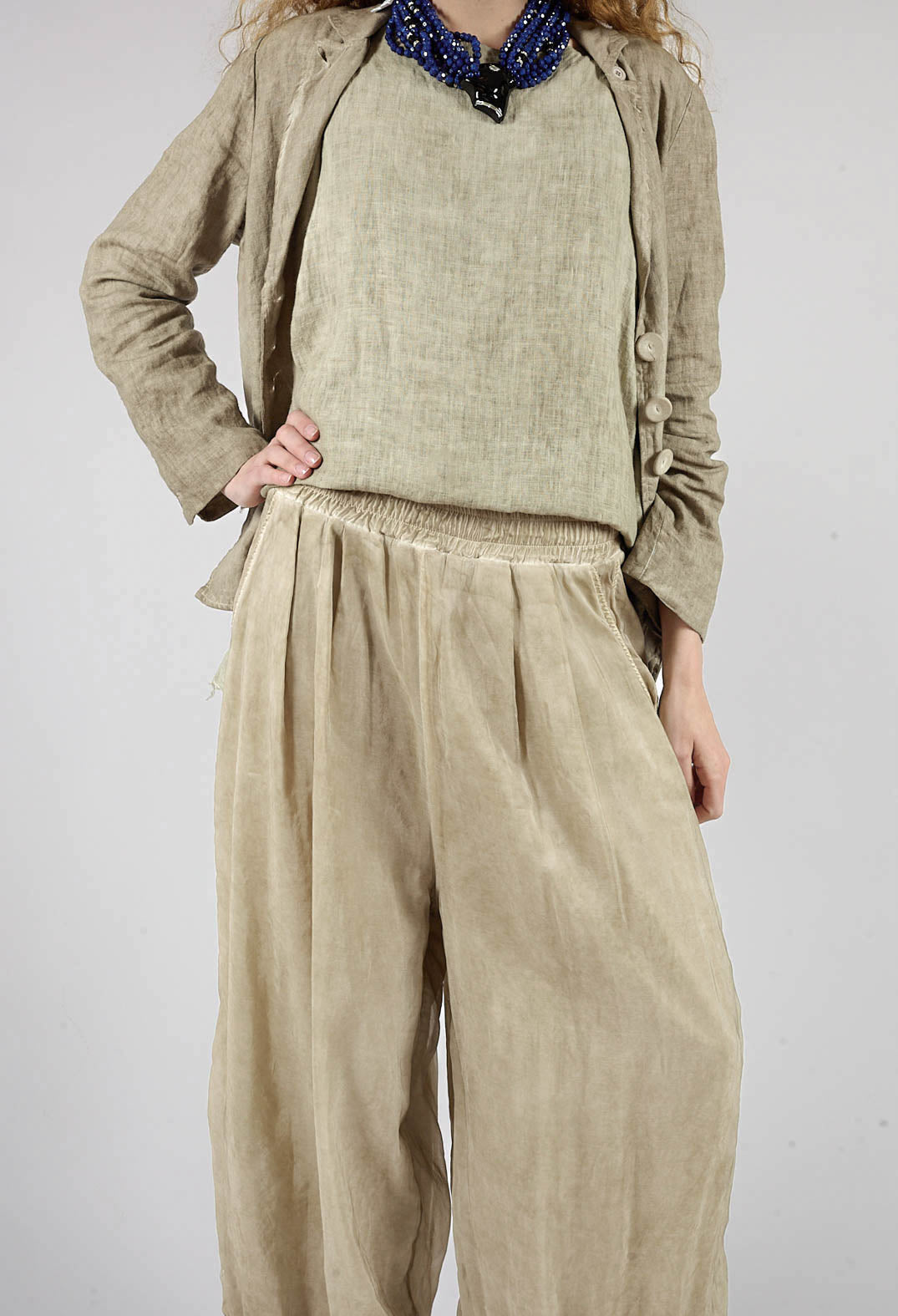 Sheer Finish Harem Trousers in Gold