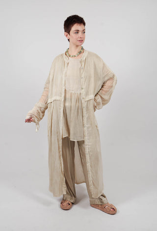 Sheer Drawstring Over-Dress in Gold