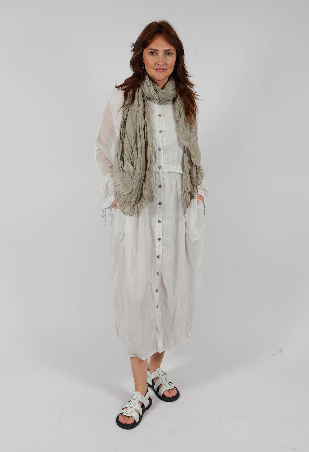 Sheer Drawstring Over-Dress in Ice