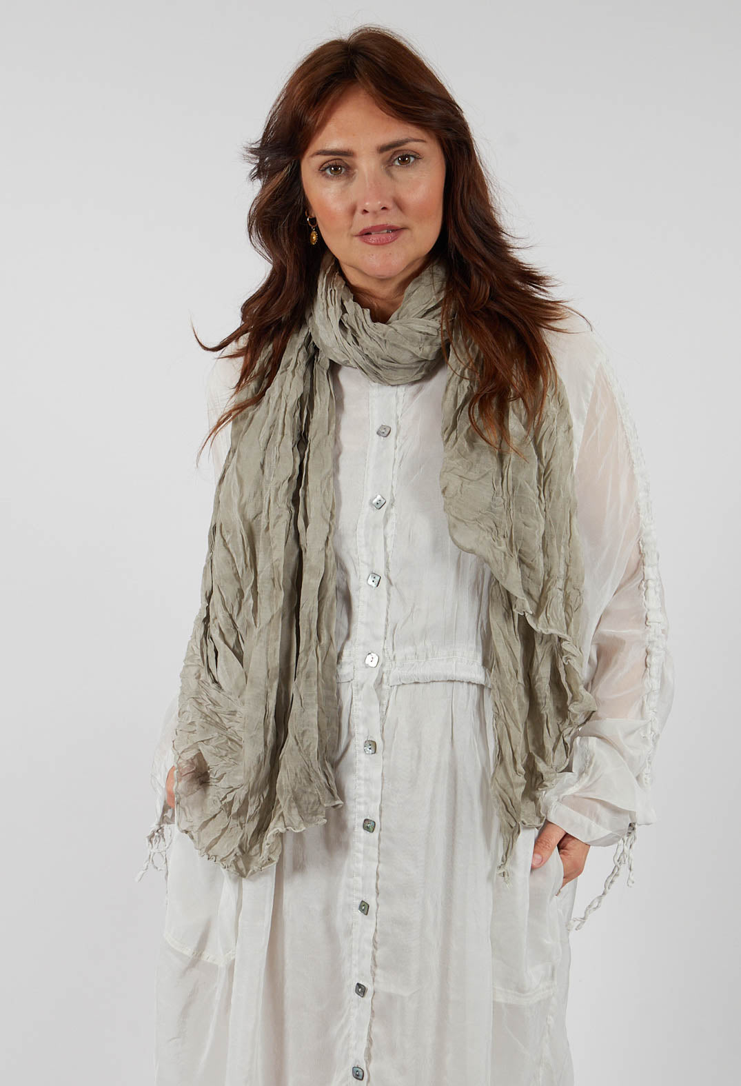 Sheer Drawstring Over-Dress in Ice