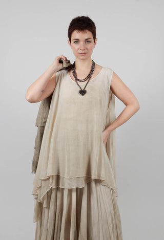 Asymmetrical Sheer Finish Top in Gold