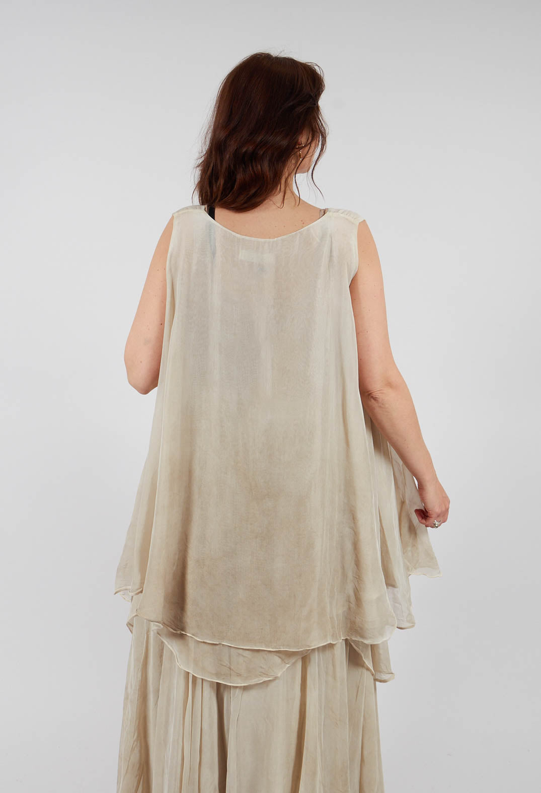 Asymmetrical Sheer Finish Top in Gold