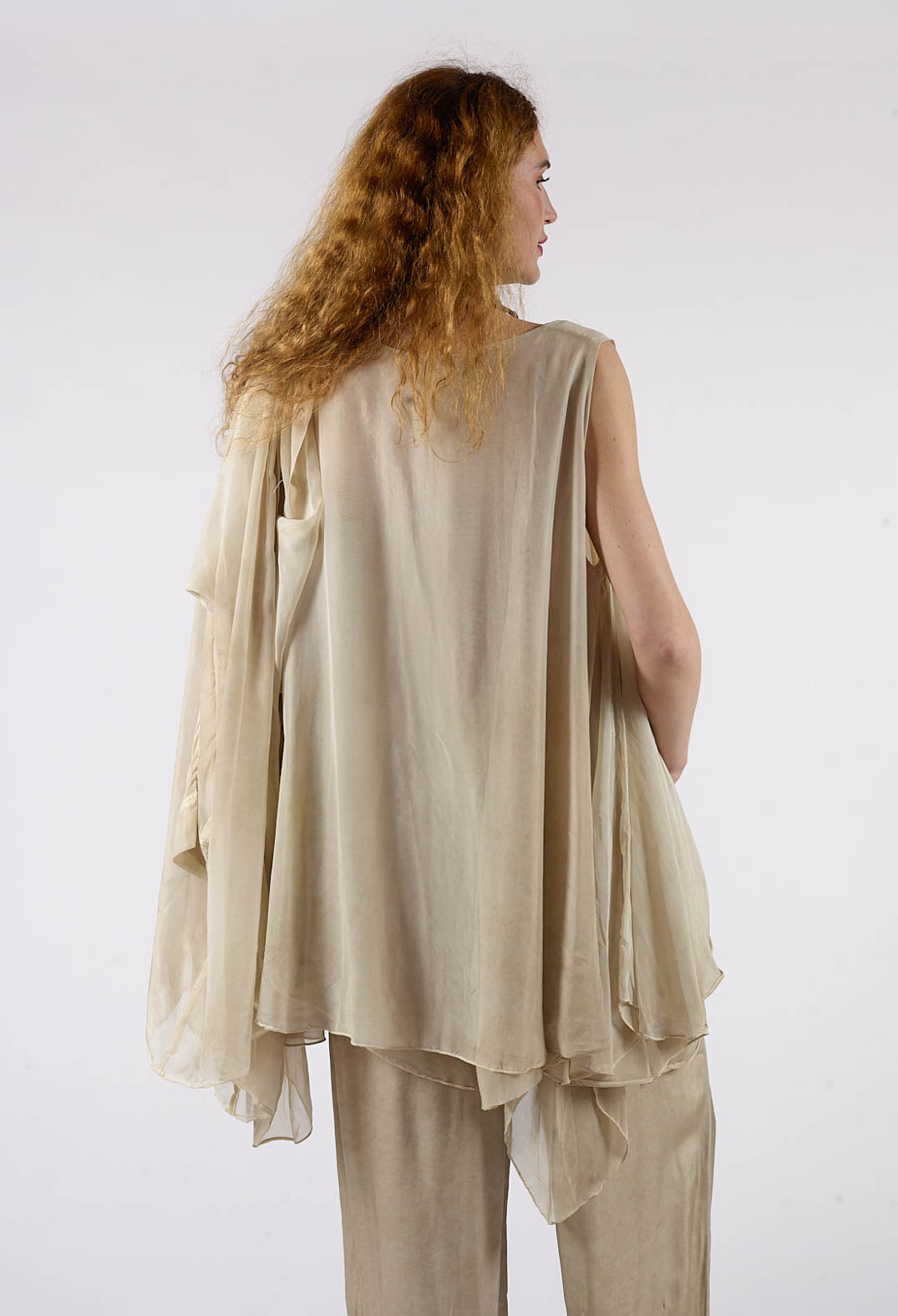 Asymmetrical Sheer Finish Top in Gold