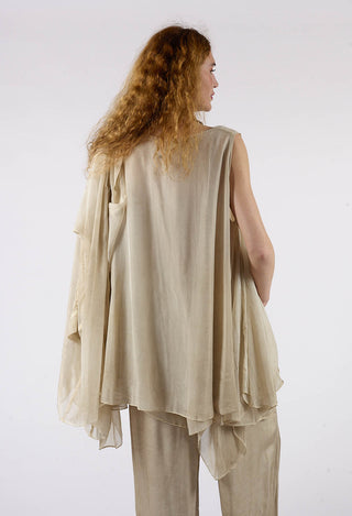 Asymmetrical Sheer Finish Top in Gold