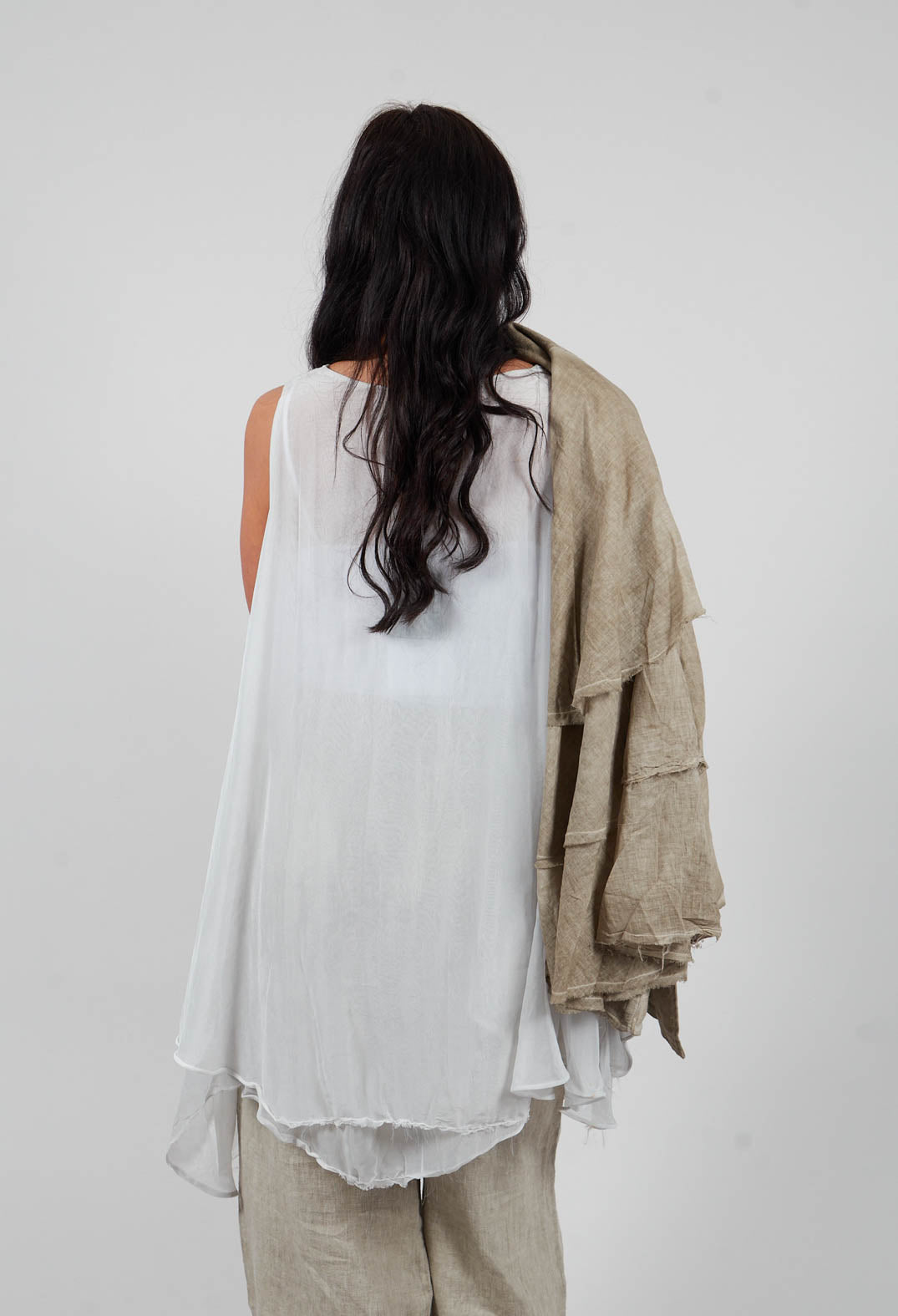 Asymmetrical Sheer Finish Top in Ice