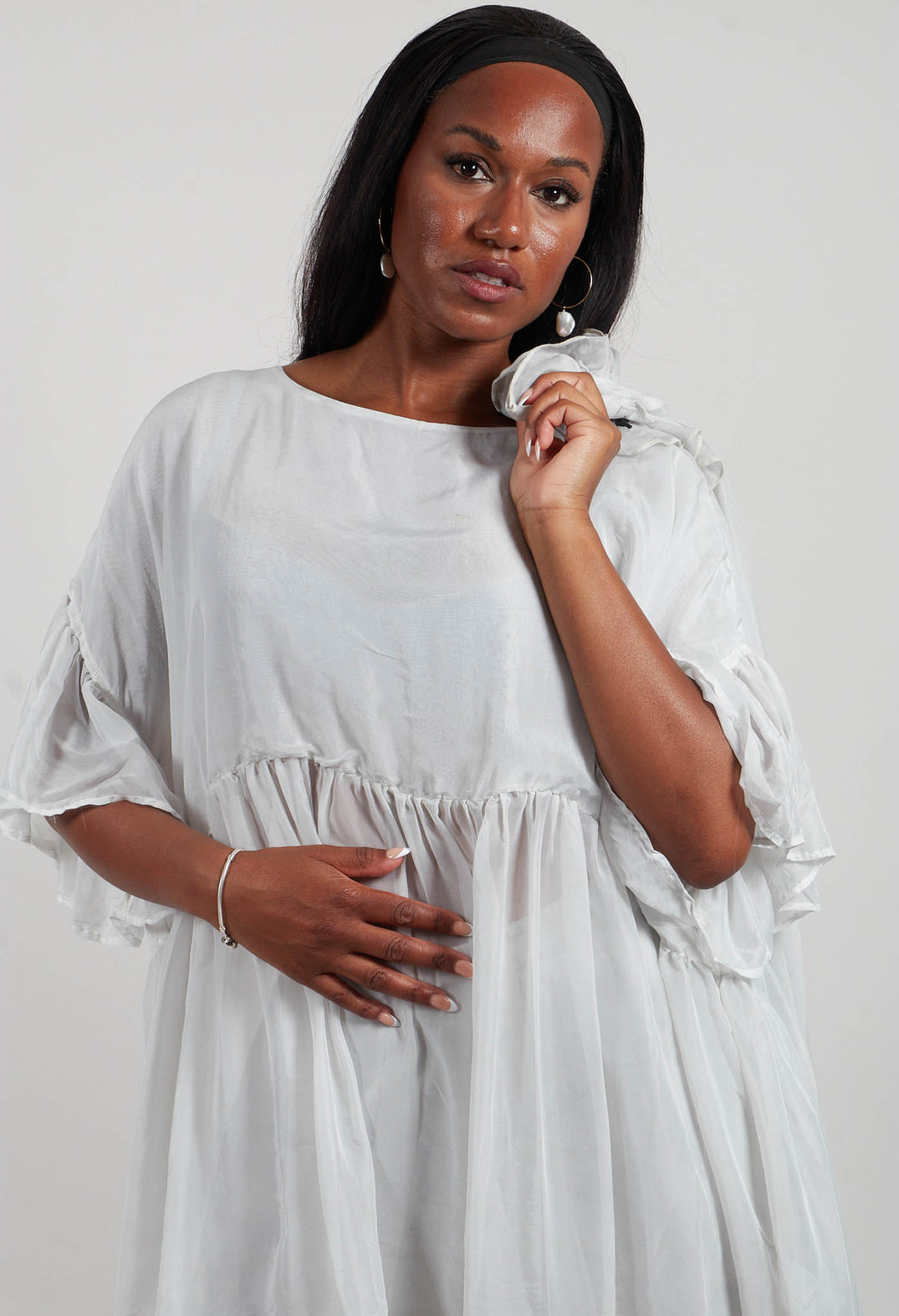 Babydoll Flutter Top in Ice