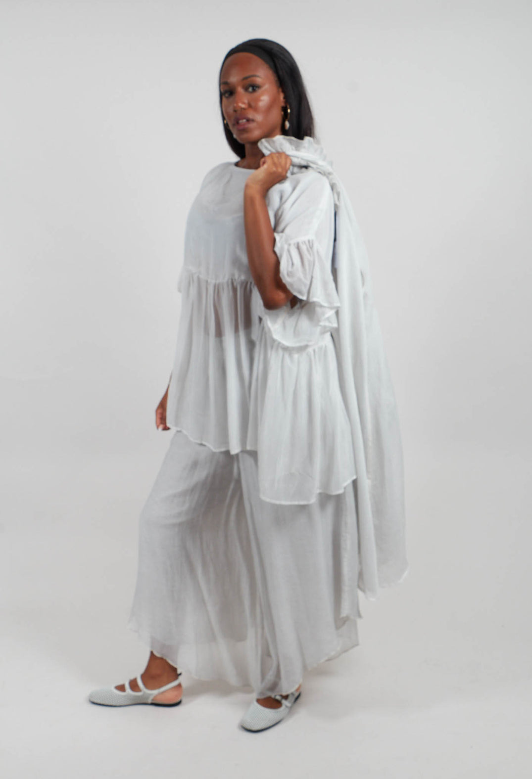 Babydoll Flutter Top in Ice