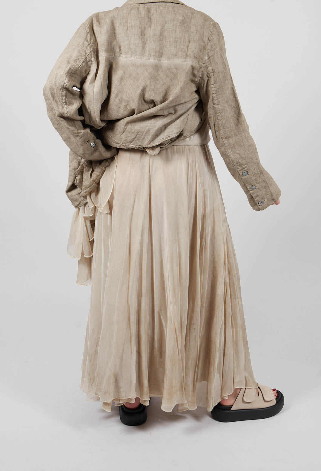 Raw Edge Circle Skirt in Gold