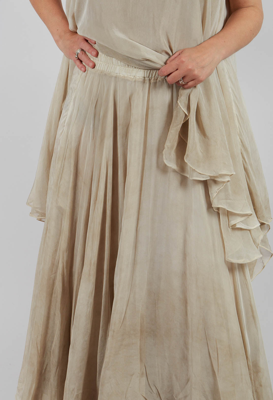 Raw Edge Circle Skirt in Gold