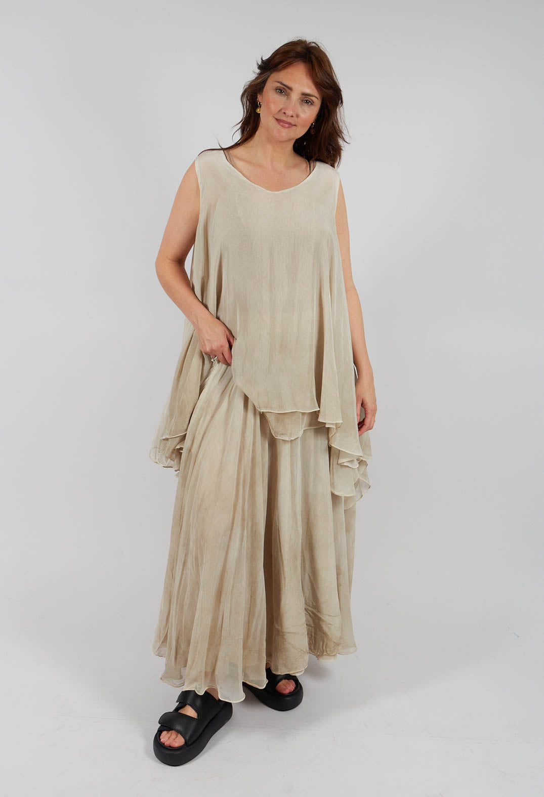 Raw Edge Circle Skirt in Gold