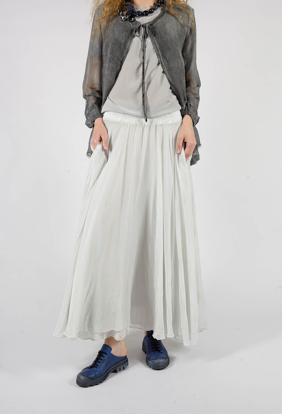 Raw Edge Circle Skirt in Ice