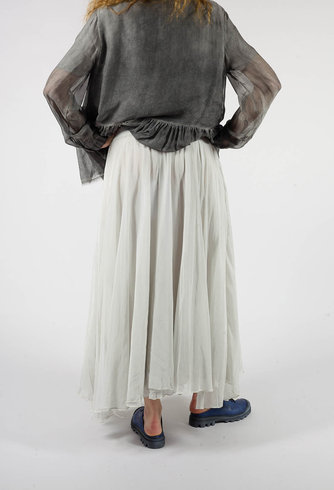Raw Edge Circle Skirt in Ice
