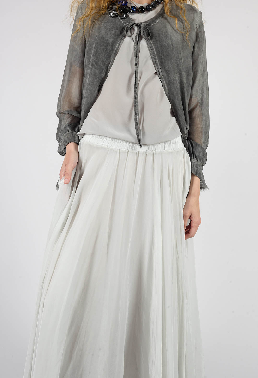 Raw Edge Circle Skirt in Ice