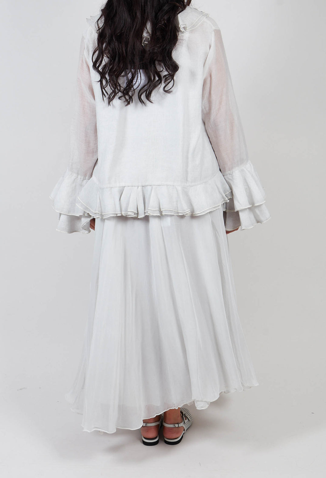 Raw Edge Circle Skirt in Ice