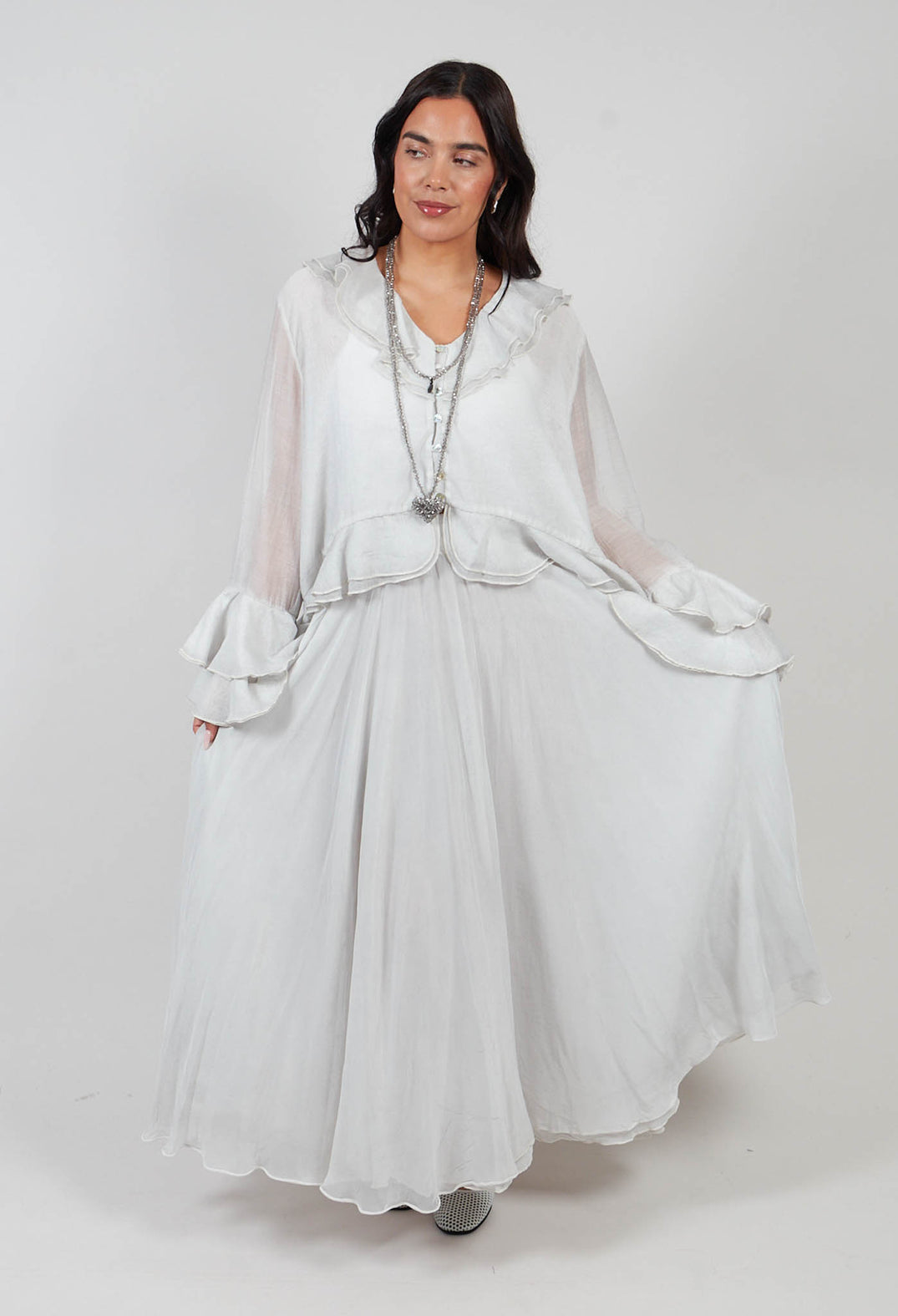 Raw Edge Circle Skirt in Ice